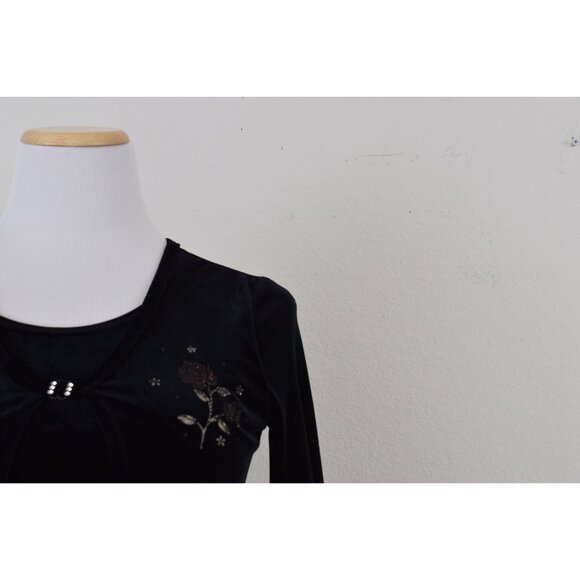 Vintage 90s Black Long Sleeves Stretch Blouse |size L‎ - Picture 9 of 10